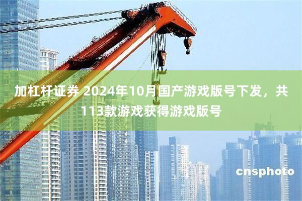 加杠杆证券 2024年10月国产游戏版号下发，共113款游戏获得游戏版号