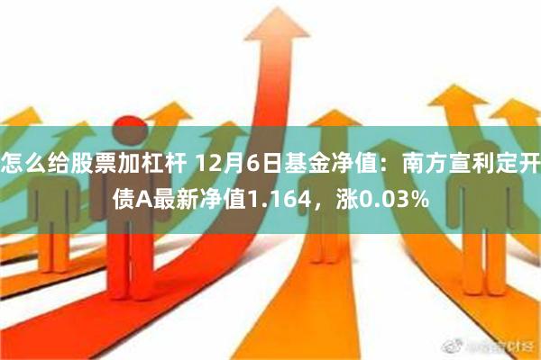 怎么给股票加杠杆 12月6日基金净值：南方宣利定开债A最新净值1.164，涨0.03%